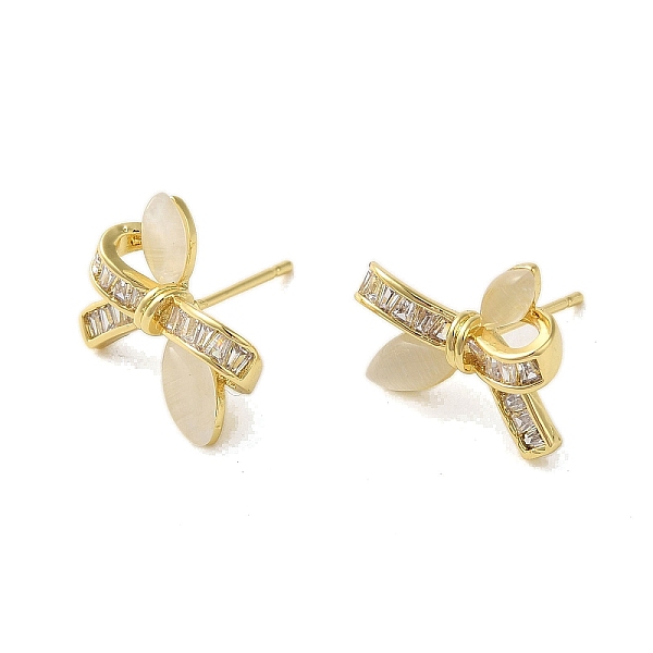 PandaHall Brass Micro Pave Cubic Zirconia Earrings for Women, with Cat Eye, Bowknot, 13x15.5mm Cubic Zirconia Bowknot
PandaHall Brass Micro Pave Cubic Zirconia Earrings for Women, with Cat Eye, Bowknot, 13x15.5mm Cubic Zirconia Bowknot