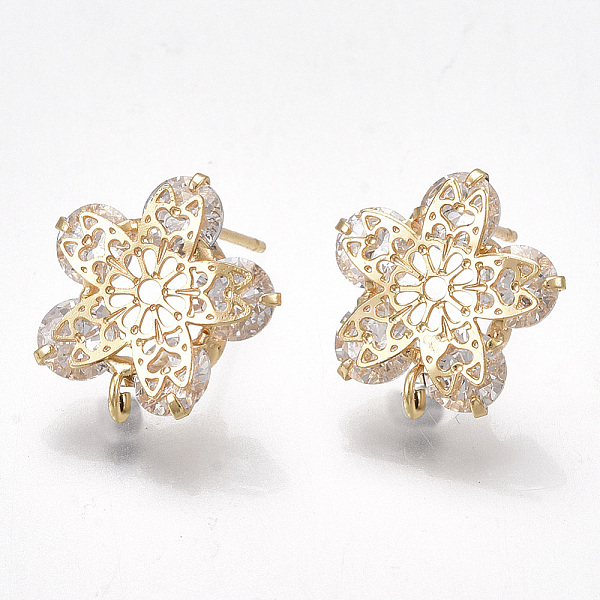 PandaHall Brass Stud Earring Findings, with Cubic Zirconia and Loop, Nickel Free, Real 18K Gold Plated, Flower, Clear, 15.5x15mm, Hole...
PandaHall Brass Stud Earring Findings, with Cubic Zirconia and Loop, Nickel Free, Real 18K Gold Plated, Flower, Clear, 15.5x15mm, Hole...