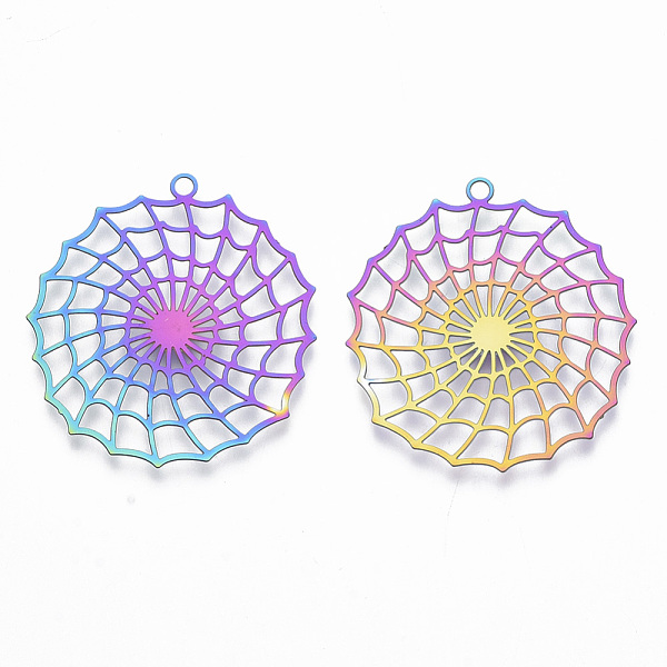 PandaHall Ion Plating(IP) 201 Stainless Steel Filigree Pendants, Etched Metal Embellishments, Spider Web, Rainbow Color, 32.5x30.5x0.4mm...
PandaHall Ion Plating(IP) 201 Stainless Steel Filigree Pendants, Etched Metal Embellishments, Spider Web, Rainbow Color, 32.5x30.5x0.4mm...