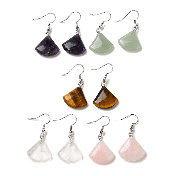 PandaHall Natural Mixed Gemstone Fan Dangle Earrings, Platinum Brass Earrings, 39x20mm Mixed Stone Fan
PandaHall Natural Mixed Gemstone Fan Dangle Earrings, Platinum Brass Earrings, 39x20mm Mixed Stone Fan