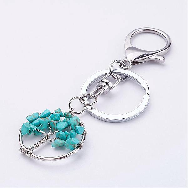 PandaHall Synthetic Turquoise Keychain, with Alloy Lobster Clasps, Iron Ring and Brass Findings, Flat Round with Tree, Platinum, 95mm...
PandaHall Synthetic Turquoise Keychain, with Alloy Lobster Clasps, Iron Ring and Brass Findings, Flat Round with Tree, Platinum, 95mm...