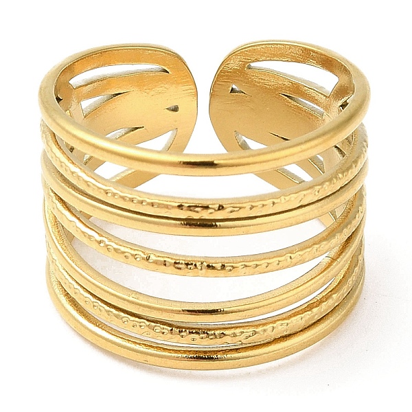 PandaHall 304 Stainless Steel Open Cuff Rings, Multi Lines, Golden, US Size 6 3/4(17.1mm) 304 Stainless Steel
PandaHall 304 Stainless Steel Open Cuff Rings, Multi Lines, Golden, US Size 6 3/4(17.1mm) 304 Stainless Steel