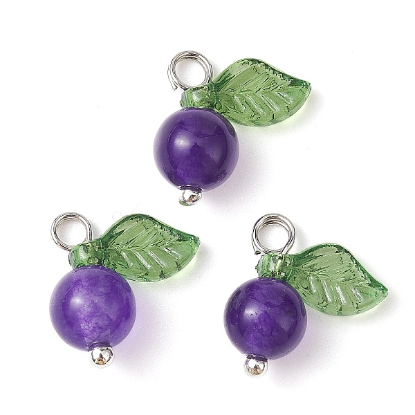 PandaHall Natural Dyed Malaysia Jade Fruit Charms, with Acrylic Leaf and Platinum Plated Brass Loops, Indigo, 13x12x6mm, Hole: 2mm Malaysia..., Purple
PandaHall Natural Dyed Malaysia Jade Fruit Charms, with Acrylic Leaf and Platinum Plated Brass Loops, Indigo, 13x12x6mm, Hole: 2mm Malaysia..., Purple