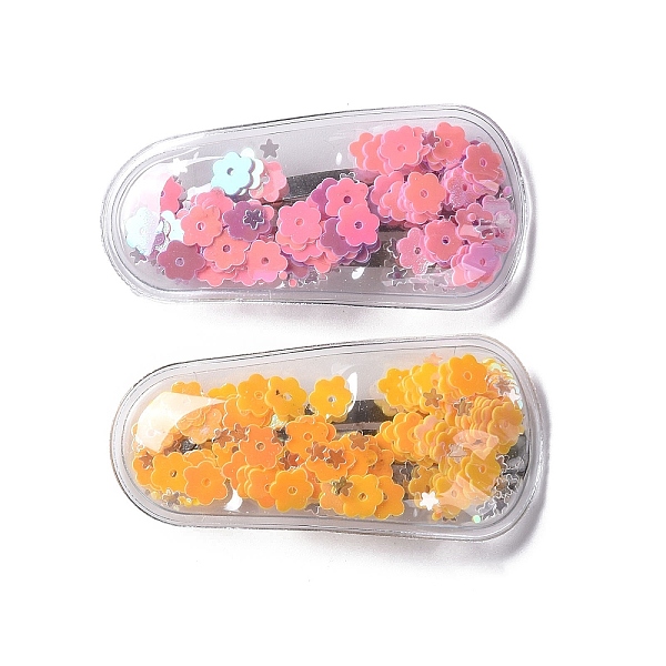 PandaHall Plastic Flower Sequins Snap Hair Clip, with Iron Clip, for Girls, Mixed Color, 31x64x5mm, 2pcs/card Plastic Multicolor
PandaHall Plastic Flower Sequins Snap Hair Clip, with Iron Clip, for Girls, Mixed Color, 31x64x5mm, 2pcs/card Plastic Multicolor