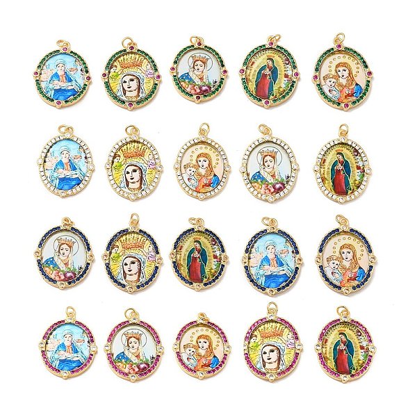PandaHall Brass Micro Pave Cubic Zirconia Pendants, with Jump Ring and Glass, Real 18K Gold Plated, Oval with Virgin Mary, Mixed Color..., Multicolor
PandaHall Brass Micro Pave Cubic Zirconia Pendants, with Jump Ring and Glass, Real 18K Gold Plated, Oval with Virgin Mary, Mixed Color..., Multicolor