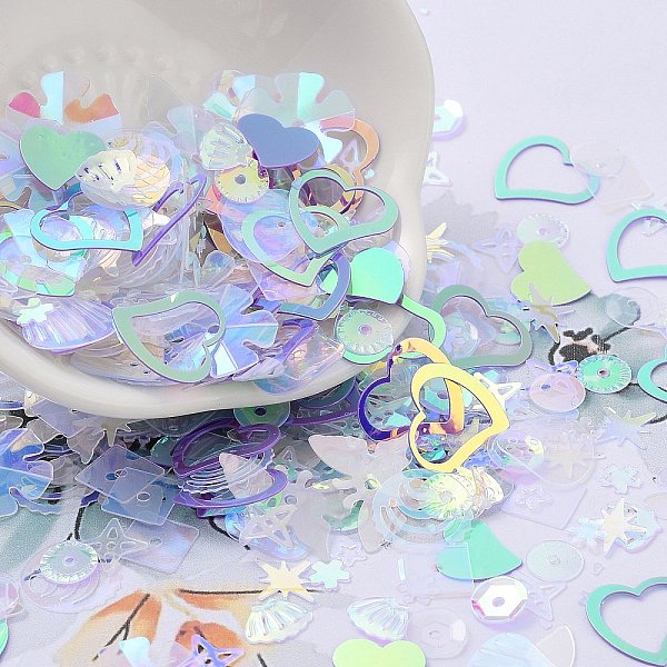 PandaHall Ornament Accessories, PVC Paillette/Sequins Beads, Golden Sheen, Mixed Shapes, Heart/Star/Flower, Mixed Color, 4~14x4~12x0.3~0.8mm..., Multicolor
PandaHall Ornament Accessories, PVC Paillette/Sequins Beads, Golden Sheen, Mixed Shapes, Heart/Star/Flower, Mixed Color, 4~14x4~12x0.3~0.8mm..., Multicolor