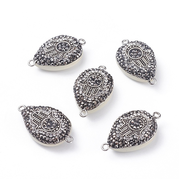 PandaHall Polymer Clay Rhinestone Links connectors, with Cat Eye and Platinum Plated Brass Findings, teardrop, with Hamsa Hand/Hand of..., White
PandaHall Polymer Clay Rhinestone Links connectors, with Cat Eye and Platinum Plated Brass Findings, teardrop, with Hamsa Hand/Hand of..., White