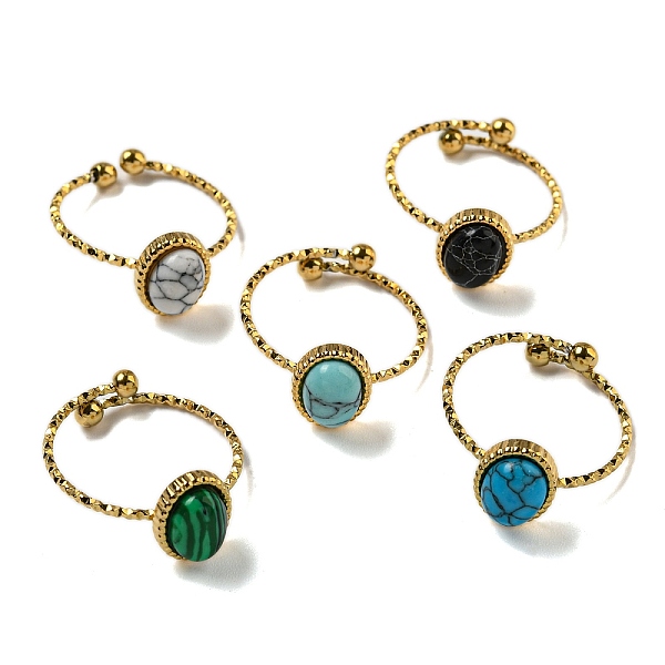 PandaHall Oval 304 Stainless Steel Open Cuff Rings, Synthetic Malachite & Turquoise Finger Rings for Women Men, Real 18K Gold Plated, US...
PandaHall Oval 304 Stainless Steel Open Cuff Rings, Synthetic Malachite & Turquoise Finger Rings for Women Men, Real 18K Gold Plated, US...