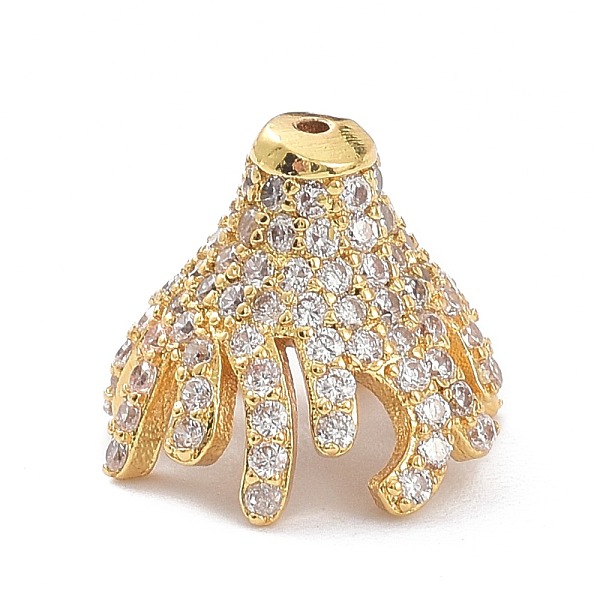 PandaHall Brass Micro Pave Clear Cubic Zirconia Bead Caps, Multi-Petal, Golden, 12x10mm, Hole: 0.8mm Brass+Cubic Zirconia
PandaHall Brass Micro Pave Clear Cubic Zirconia Bead Caps, Multi-Petal, Golden, 12x10mm, Hole: 0.8mm Brass+Cubic Zirconia