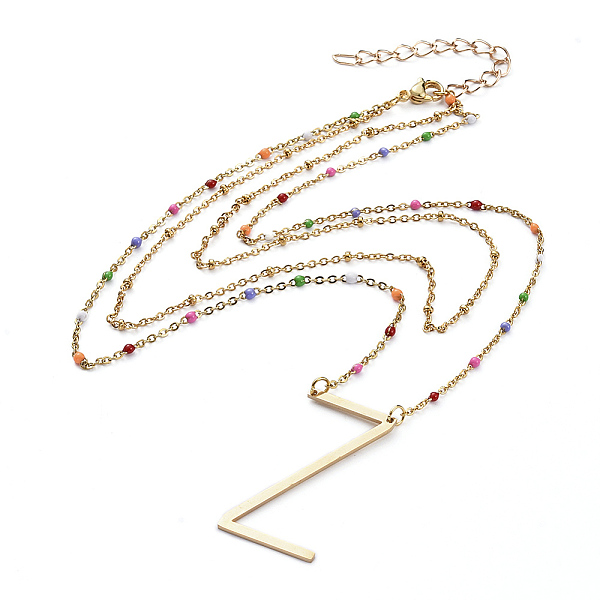 PandaHall 304 Stainless Steel Double Layer Necklaces, Pendant Necklaces, with Enamel, Cable Chains and Lobster Claw Clasps, Golden, Letter.Z...
PandaHall 304 Stainless Steel Double Layer Necklaces, Pendant Necklaces, with Enamel, Cable Chains and Lobster Claw Clasps, Golden, Letter.Z...