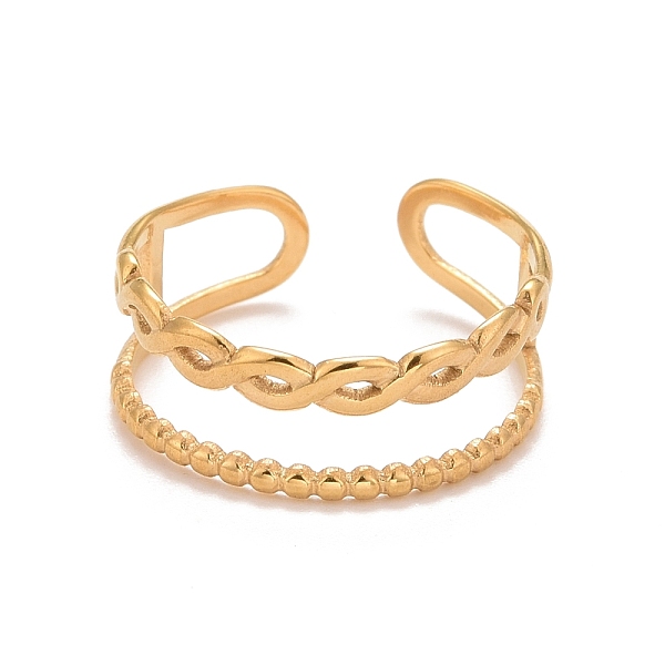 PandaHall Ion Plating(IP) 304 Stainless Steel Double Line Open Cuff Ring for Women, Golden, US Size 7 3/4(17.9mm) 304 Stainless Steel
PandaHall Ion Plating(IP) 304 Stainless Steel Double Line Open Cuff Ring for Women, Golden, US Size 7 3/4(17.9mm) 304 Stainless Steel