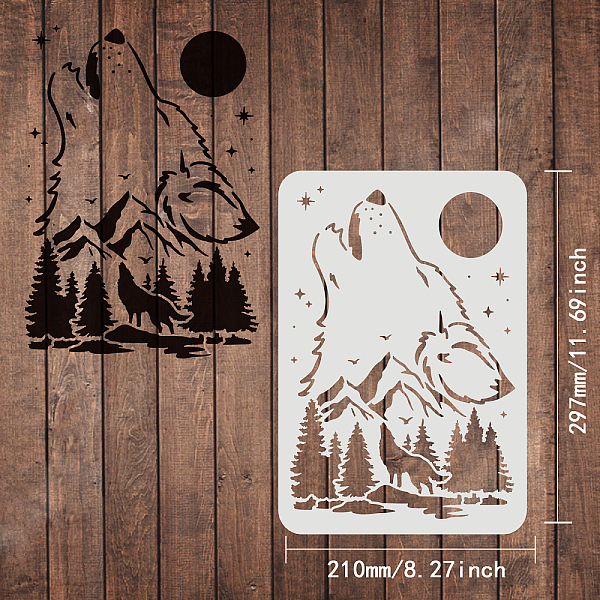 PandaHall FINGERINSPIRE Wolf Stencils Decoration Template 29.7x21cm Plastic Forest Mountain Moon Drawing Painting Stencils A4 Reusable...
PandaHall FINGERINSPIRE Wolf Stencils Decoration Template 29.7x21cm Plastic Forest Mountain Moon Drawing Painting Stencils A4 Reusable...