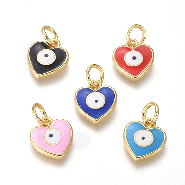 PandaHall Brass Enamel Pendants, Heart and Eye, Mixed Color, Golden, 13x12x2mm, Hole: 4mm Brass Rhinestone+Enamel Eye Multicolor
PandaHall Brass Enamel Pendants, Heart and Eye, Mixed Color, Golden, 13x12x2mm, Hole: 4mm Brass Rhinestone+Enamel Eye Multicolor