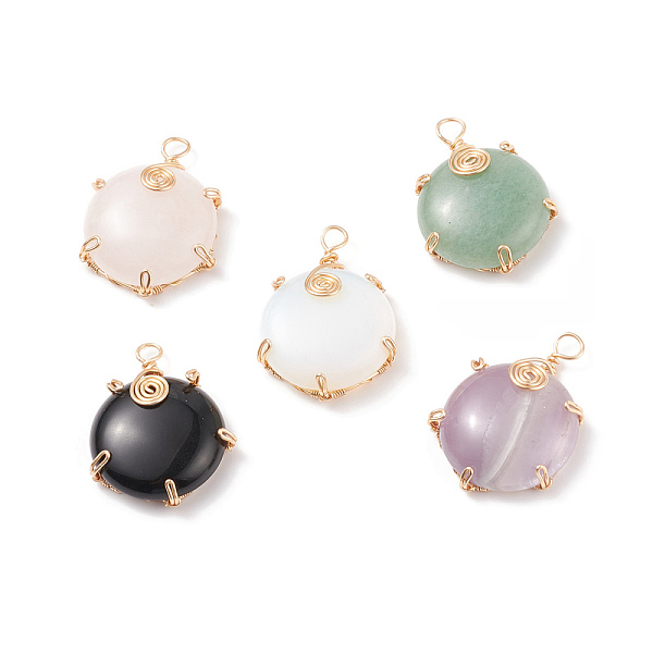 PandaHall Natural & Synthetic Gemstone Pendants, Twisted with Golden Tone Copper Wire, Flat Round, 34~35x25~26x8~9mm, Hole: 3.5~4.4mm Mixed...
PandaHall Natural & Synthetic Gemstone Pendants, Twisted with Golden Tone Copper Wire, Flat Round, 34~35x25~26x8~9mm, Hole: 3.5~4.4mm Mixed...