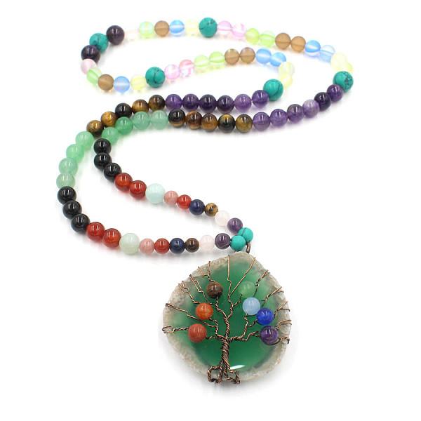 PandaHall Wire Wrap 7 Chakra Gemstone Tree of Life & Natural Agate Pendant Necklace, Mala Beads Sweater Chain Necklace for Women Men, Light...
PandaHall Wire Wrap 7 Chakra Gemstone Tree of Life & Natural Agate Pendant Necklace, Mala Beads Sweater Chain Necklace for Women Men, Light...