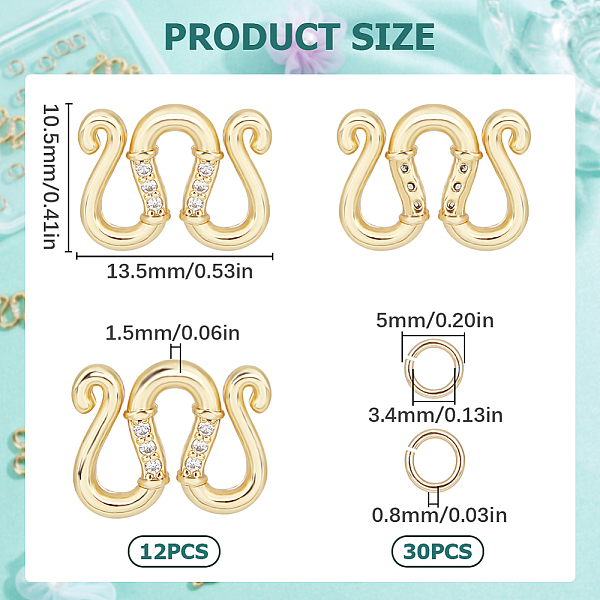 PandaHall SUNNYCLUE 1 Box 12Pcs Bracelet Clasps Real 18K Gold Plated Jewelry End Clasps M Hook with Jump Rings Micro Pave Cubic Zirconia..., Clear
PandaHall SUNNYCLUE 1 Box 12Pcs Bracelet Clasps Real 18K Gold Plated Jewelry End Clasps M Hook with Jump Rings Micro Pave Cubic Zirconia..., Clear