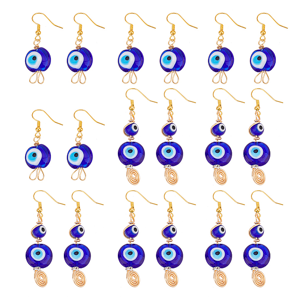 PandaHall Elit 8 Pairs 2 Style Lampwork Evil Eye Dangle Earrings, Gold Plated Brass Wire Wrap Jewelry for Women, Dark Blue, 45~57.5mm, Pin...
PandaHall Elit 8 Pairs 2 Style Lampwork Evil Eye Dangle Earrings, Gold Plated Brass Wire Wrap Jewelry for Women, Dark Blue, 45~57.5mm, Pin...