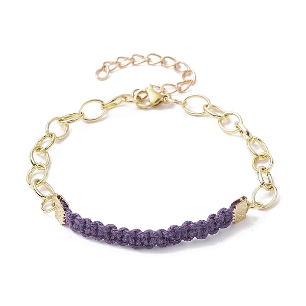 PandaHall Waxed Cotton Cords Braided Link Bracelets, with Golden Brass Cable Chains, Purple, 7-1/8 inch(18cm) Brass Rectangle Purple
PandaHall Waxed Cotton Cords Braided Link Bracelets, with Golden Brass Cable Chains, Purple, 7-1/8 inch(18cm) Brass Rectangle Purple