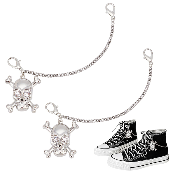 PandaHall Zinc Alloy Shoe Curb Chains, with Pendant and Lobster Claw Clasps, for Shoe Decoration Accessories, Skull Pattern, 164x3.5mm...
PandaHall Zinc Alloy Shoe Curb Chains, with Pendant and Lobster Claw Clasps, for Shoe Decoration Accessories, Skull Pattern, 164x3.5mm...