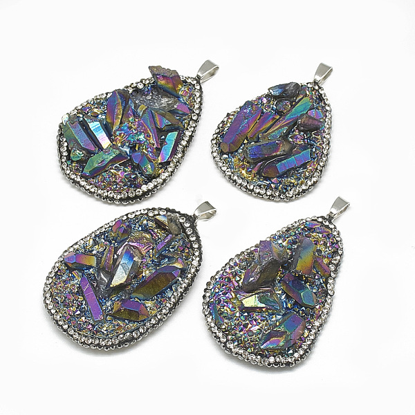 PandaHall Electroplate Natural Quartz Pendants, with Rhinestone and Brass Findings, Nuggets, Platinum, Multi-color Plated..., Clear
PandaHall Electroplate Natural Quartz Pendants, with Rhinestone and Brass Findings, Nuggets, Platinum, Multi-color Plated..., Clear