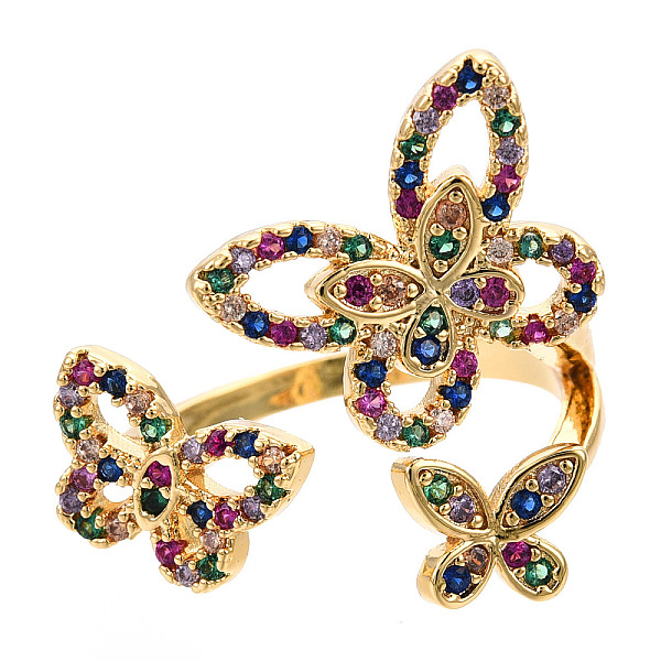 PandaHall Cubic Zirconia Triple Butterfly Open Cuff Rings, Real 18K Gold Plated Brass Wide Ring for Women, Nickel Free, Colorful, US Size 7...
PandaHall Cubic Zirconia Triple Butterfly Open Cuff Rings, Real 18K Gold Plated Brass Wide Ring for Women, Nickel Free, Colorful, US Size 7...