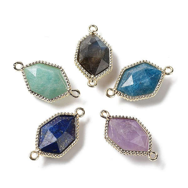 PandaHall Natural Mixed Gemstone Connector Charms, Faceted Hexagon Links with Golden Plated Brass Edge Loops, 25x13x6.5~7mm, Hole: 1.6~2mm...
PandaHall Natural Mixed Gemstone Connector Charms, Faceted Hexagon Links with Golden Plated Brass Edge Loops, 25x13x6.5~7mm, Hole: 1.6~2mm...