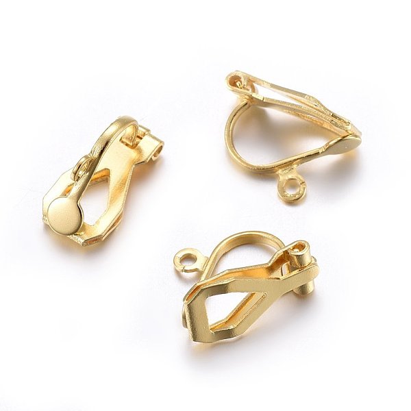 PandaHall 304 Stainless Steel Clip-on Earring Findings, Real 24k Gold Plated, 12x6x8.5mm, Hole: 1mm 304 Stainless Steel
PandaHall 304 Stainless Steel Clip-on Earring Findings, Real 24k Gold Plated, 12x6x8.5mm, Hole: 1mm 304 Stainless Steel