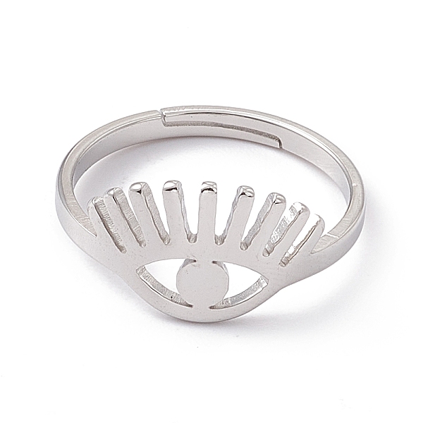 PandaHall 201 Stainless Steel Evil Eye Adjustable Ring for Women, Stainless Steel Color, US Size 6 1/4(16.7mm) 201 Stainless Steel
PandaHall 201 Stainless Steel Evil Eye Adjustable Ring for Women, Stainless Steel Color, US Size 6 1/4(16.7mm) 201 Stainless Steel
