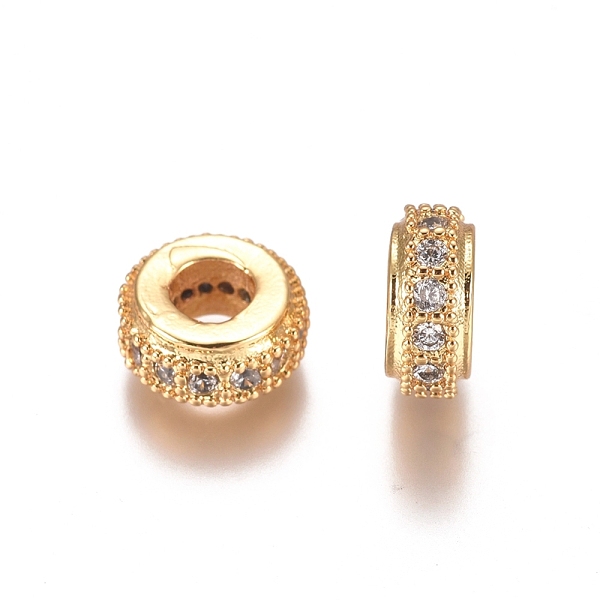 PandaHall Brass Micro Pave Clear Cubic Zirconia Beads, Rondelle, Golden, 8x3.5mm, Hole: 3mm Brass+Cubic Zirconia Rondelle Clear
PandaHall Brass Micro Pave Clear Cubic Zirconia Beads, Rondelle, Golden, 8x3.5mm, Hole: 3mm Brass+Cubic Zirconia Rondelle Clear