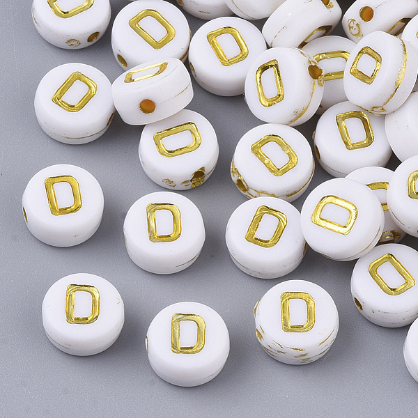 PandaHall Plating Acrylic Beads, Golden Metal Enlaced, Horizontal Hole, Flat Round with Alphabet, White, Letter.D, 7x3.5mm, Hole: 1.2mm...
PandaHall Plating Acrylic Beads, Golden Metal Enlaced, Horizontal Hole, Flat Round with Alphabet, White, Letter.D, 7x3.5mm, Hole: 1.2mm...