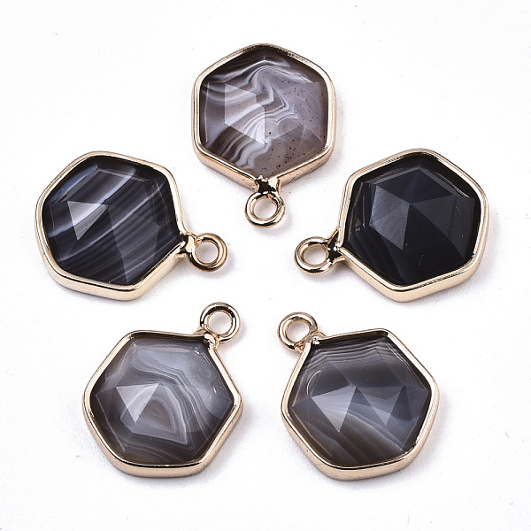 PandaHall Natural Botswana Agate Charms, with Light Gold Plated Brass Edge and Loop, Hexagon, Faceted, 15x11x4.5mm, Hole: 1.5mm Botswana...
PandaHall Natural Botswana Agate Charms, with Light Gold Plated Brass Edge and Loop, Hexagon, Faceted, 15x11x4.5mm, Hole: 1.5mm Botswana...