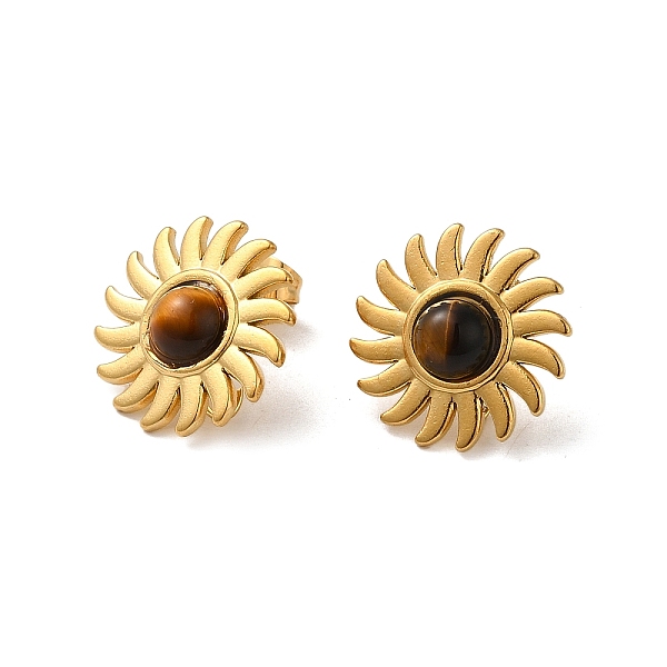 PandaHall Natural Tiger Eye Sun Stud Earrings, Golden 304 Stainless Steel Earrings, 17x17mm Tiger Eye Sun
PandaHall Natural Tiger Eye Sun Stud Earrings, Golden 304 Stainless Steel Earrings, 17x17mm Tiger Eye Sun