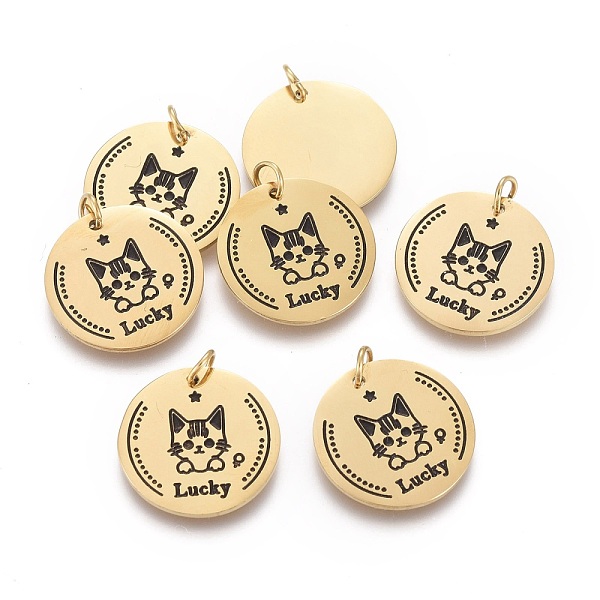 PandaHall 316 Surgical Stainless Steel Pendants, with Jump Rings and Enamel, Flat Round & Cat & Word Lucky, Black, Golden, 15x0.8mm, Hole...
PandaHall 316 Surgical Stainless Steel Pendants, with Jump Rings and Enamel, Flat Round & Cat & Word Lucky, Black, Golden, 15x0.8mm, Hole...