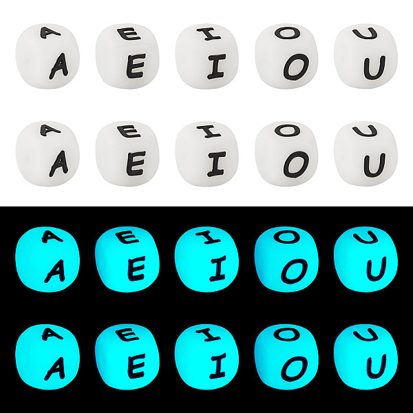 PandaHall 50Pcs 5 Style Luminous Cube with Letter Food Grade Eco-Friendly Silicone Beads, Glow in the Dark, Chewing Beads For Teethers, DIY..., White
PandaHall 50Pcs 5 Style Luminous Cube with Letter Food Grade Eco-Friendly Silicone Beads, Glow in the Dark, Chewing Beads For Teethers, DIY..., White