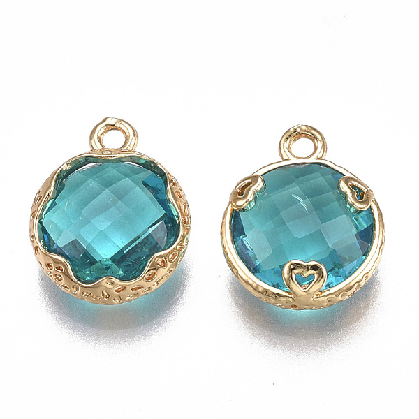 PandaHall Glass Charms, with Brass Findings, Faceted, Flat Round with Heart, Golden, Dark Turquoise, 14x11.5x4.5mm, Hole: 1.5mm Brass+Glass..., Cyan
PandaHall Glass Charms, with Brass Findings, Faceted, Flat Round with Heart, Golden, Dark Turquoise, 14x11.5x4.5mm, Hole: 1.5mm Brass+Glass..., Cyan