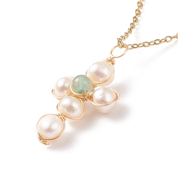 PandaHall Natural Green Aventurine & Pearl Braided Cross Pendant Necklace, 304 Stainless Steel Wire Wrap Jewelry for Women, 17.72 inch(45cm)...
PandaHall Natural Green Aventurine & Pearl Braided Cross Pendant Necklace, 304 Stainless Steel Wire Wrap Jewelry for Women, 17.72 inch(45cm)...