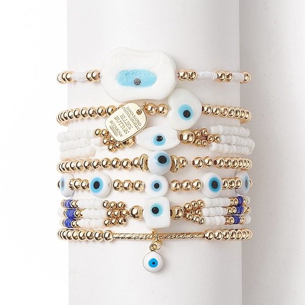 PandaHall 7Pcs 7 Style Evil Eye Lampwork & Glass Seed & Brass Beaded Stretch Bracelets Set for Women, Alloy Word Charms Stackable Bracelets..., White
PandaHall 7Pcs 7 Style Evil Eye Lampwork & Glass Seed & Brass Beaded Stretch Bracelets Set for Women, Alloy Word Charms Stackable Bracelets..., White