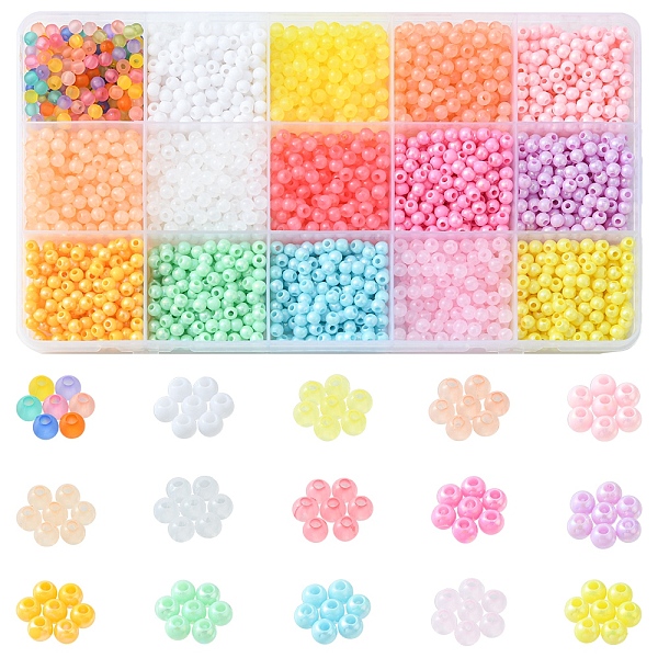 PandaHall 105G 15 Style Mixed Style Acrylic Beads, Round, Mixed Color, 4x3~3.5mm, Hole: 1.6mm, 7g/style Acrylic Round Multicolor
PandaHall 105G 15 Style Mixed Style Acrylic Beads, Round, Mixed Color, 4x3~3.5mm, Hole: 1.6mm, 7g/style Acrylic Round Multicolor