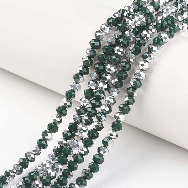 PandaHall Electroplate Opaque Glass Beads Strands, Half Silver Plated, Faceted, Rondelle, Dark Green, 8x6mm, Hole: 1mm, about...
PandaHall Electroplate Opaque Glass Beads Strands, Half Silver Plated, Faceted, Rondelle, Dark Green, 8x6mm, Hole: 1mm, about...