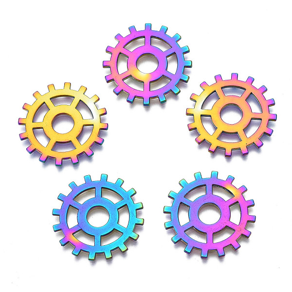 PandaHall Rack Plating Rainbow Color Alloy Pendants, Cadmium Free & Nickel Free & Lead Free, Gear, 24.5x1mm, Hole: 5.5mm Alloy Gear
PandaHall Rack Plating Rainbow Color Alloy Pendants, Cadmium Free & Nickel Free & Lead Free, Gear, 24.5x1mm, Hole: 5.5mm Alloy Gear