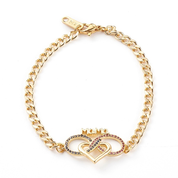 PandaHall Mother's Day Gifts Brass Micro Pave Cubic Zirconia Link Bracelets, with 304 Stainless Steel Curb Chains, Heart with Word Mama...
PandaHall Mother's Day Gifts Brass Micro Pave Cubic Zirconia Link Bracelets, with 304 Stainless Steel Curb Chains, Heart with Word Mama...