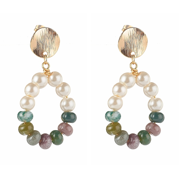 PandaHall Natural Indian Agate with Glass Pearl Beads Dangle Stud Earrings, Oval, 45.5mm, Pin: 0.8mm Indian Agate Oval
PandaHall Natural Indian Agate with Glass Pearl Beads Dangle Stud Earrings, Oval, 45.5mm, Pin: 0.8mm Indian Agate Oval