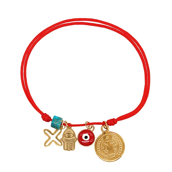 PandaHall Hamsa Hand & Cross Alloy Charm Bracelets, Adjustable Cord Bracelets for Women, Red Alloy
PandaHall Hamsa Hand & Cross Alloy Charm Bracelets, Adjustable Cord Bracelets for Women, Red Alloy