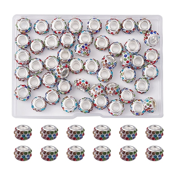 PandaHall 50Pcs Polymer Clay Rhinestone European Large Hole Beads, with Silver Color Plated Brass Cores, Rondelle, Colorful, 11~12x7~7.5mm..., Multicolor
PandaHall 50Pcs Polymer Clay Rhinestone European Large Hole Beads, with Silver Color Plated Brass Cores, Rondelle, Colorful, 11~12x7~7.5mm..., Multicolor