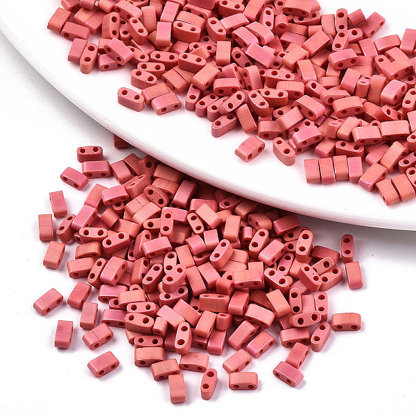 PandaHall 2-Hole Glass Seed Beads, Opaque Frosted Colours Rainbow, Rectangle, Salmon, 4.5~5.5x2x2~2.5mm, Hole: 0.5~0.8mm, about 2000pcs/bag..., Red
PandaHall 2-Hole Glass Seed Beads, Opaque Frosted Colours Rainbow, Rectangle, Salmon, 4.5~5.5x2x2~2.5mm, Hole: 0.5~0.8mm, about 2000pcs/bag..., Red