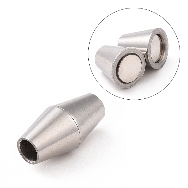 PandaHall 304 Stainless Steel Magnetic Clasps with Glue-in Ends, Bicone, Stainless Steel Color, 17x9mm, Hole: 4mm 304 Stainless Steel Bicone
PandaHall 304 Stainless Steel Magnetic Clasps with Glue-in Ends, Bicone, Stainless Steel Color, 17x9mm, Hole: 4mm 304 Stainless Steel Bicone