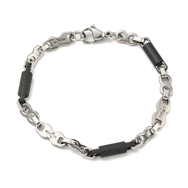 PandaHall Two Tone 304 Stainless Steel Column & Cross Link Chain Bracelet, Black, 8-1/8 inch(20.6cm), Wide: 6mm 304 Stainless Steel Column
PandaHall Two Tone 304 Stainless Steel Column & Cross Link Chain Bracelet, Black, 8-1/8 inch(20.6cm), Wide: 6mm 304 Stainless Steel Column