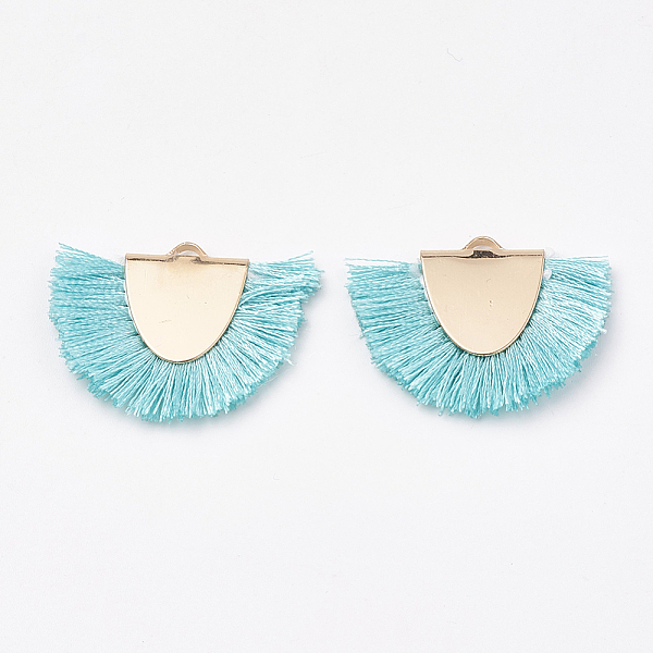 PandaHall Polyester Tassel Pendant Decorations, with Brass Findings, Semicircle, Light Gold, Pale Turquoise, 25~27x32~35x3mm, Hole: 3x1.5mm..., Cyan
PandaHall Polyester Tassel Pendant Decorations, with Brass Findings, Semicircle, Light Gold, Pale Turquoise, 25~27x32~35x3mm, Hole: 3x1.5mm..., Cyan