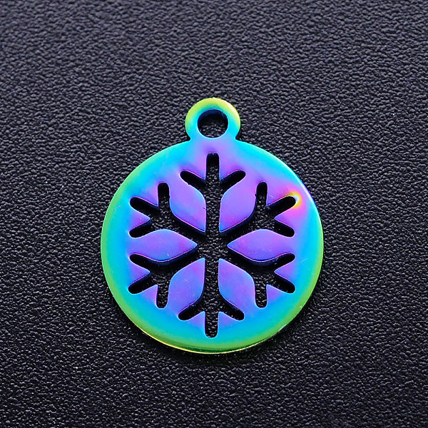PandaHall Ion Plating(IP) 201 Stainless Steel Charms, Flat Round with Christmas Snowflake, Rainbow Color, 14x12x1mm, Hole: 1.5mm 201...
PandaHall Ion Plating(IP) 201 Stainless Steel Charms, Flat Round with Christmas Snowflake, Rainbow Color, 14x12x1mm, Hole: 1.5mm 201...