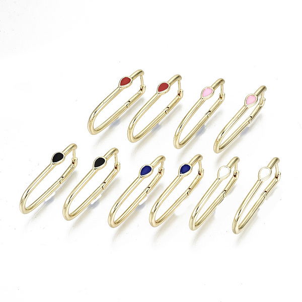 PandaHall Brass Enamel Huggie Hoop Earrings, Rectangle with Teardrop, Real 18K Gold Plated, Nickel Free, Mixed Color, 32x15~16x4mm, Pin..., Multicolor
PandaHall Brass Enamel Huggie Hoop Earrings, Rectangle with Teardrop, Real 18K Gold Plated, Nickel Free, Mixed Color, 32x15~16x4mm, Pin..., Multicolor